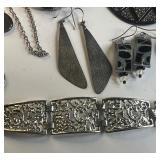 Large Lot of Silvertone, Black and Gray Jewelry