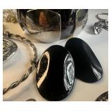 Large Lot of Silvertone, Black and Gray Jewelry