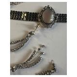 Vintage Givenchy Silver Rhinestone Drop Necklace and Earring Set and Whiting Davis Mesh Choker Lot