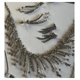 Vintage Givenchy Silver Rhinestone Drop Necklace and Earring Set and Whiting Davis Mesh Choker Lot