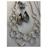 Vintage Givenchy Silver Rhinestone Drop Necklace and Earring Set and Whiting Davis Mesh Choker Lot