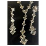 Vintage Givenchy Silver Rhinestone Drop Necklace and Earring Set and Whiting Davis Mesh Choker Lot