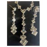Vintage Givenchy Silver Rhinestone Drop Necklace and Earring Set and Whiting Davis Mesh Choker Lot