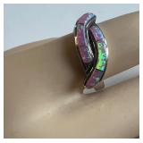 Sterling Silver Fire Opal Inlay and Gemstone Necklace, Bracelet Ring and Mermaid Crystals Costume Jewelry Lot