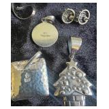 Sterling Silver Chain made in Italy, Sterling Slides (4) and Sterling Earrings Marked 925