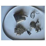 Sterling Silver Chain made in Italy, Sterling Slides (4) and Sterling Earrings Marked 925