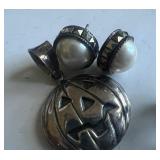 Sterling Silver Chain made in Italy, Sterling Slides (4) and Sterling Earrings Marked 925