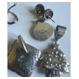 Sterling Silver Chain made in Italy, Sterling Slides (4) and Sterling Earrings Marked 925