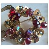 Vintage Jewelry Lot Aurora Borealis Brooch, Benrus Ladies Watch Made in Italy 925 Chain