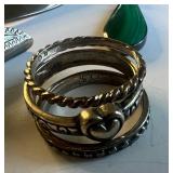 Sterling Silver and Onyx Stone Earrings, Ring, Slide and Charm