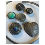 Sterling Silver and Onyx Stone Earrings, Ring, Slide and Charm