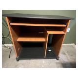 Rolling Office Desk with Storage Shelves