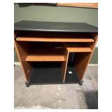 Rolling Office Desk with Storage Shelves