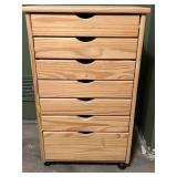 Wooden Six-Drawer Rolling Cabinet