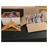 Lot of Assorted Plastic and Wooden Hangers