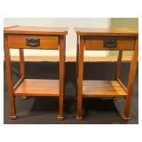 Pair of Wooden Side Tables with Single Drawer