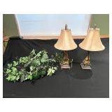 Pair of 22" Table Lamps with Faux Ivy Decor