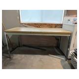 Sturdy Wooden Work Table with Metal Frame - 30" x 60" x 30"