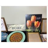 Assorted Picture Frames and Home Decor Wall Art Lot
