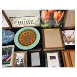 Assorted Picture Frames and Home Decor Wall Art Lot
