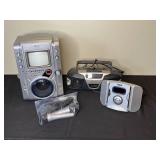 Memorex Karaoke Machine with Microphones, Newtech Stereo, RCA Clock/Radio