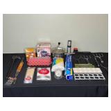 Mixed Lot of Kitchen and Cleaning Supplies - Chocolate Fondue Pot, Grill Brush, Freezer Paper