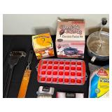 Mixed Lot of Kitchen and Cleaning Supplies - Chocolate Fondue Pot, Grill Brush, Freezer Paper