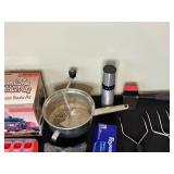 Mixed Lot of Kitchen and Cleaning Supplies - Chocolate Fondue Pot, Grill Brush, Freezer Paper