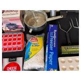 Mixed Lot of Kitchen and Cleaning Supplies - Chocolate Fondue Pot, Grill Brush, Freezer Paper