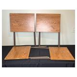 Set of 4 Folding Wood Grain TV Trays with Metal Legs
