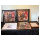 Set of Framed Wall Art with Decorative Mirrors and Empty Frame