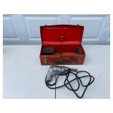 Vintage Black & Decker Electric Drill with Red Metal Toolbox