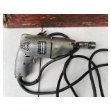 Vintage Black & Decker Electric Drill with Red Metal Toolbox