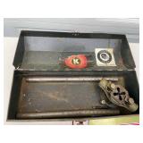 Mixed Lot of Tool Box, Tap and Die Set, and Miscellaneous Tools