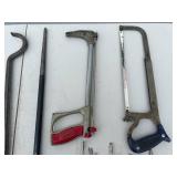 Assorted Hand Tools and Black Metal Tool Box