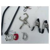 Lot of Bungee Cords, Hooks, Clamps, and Hardware