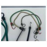 Lot of Bungee Cords, Hooks, Clamps, and Hardware