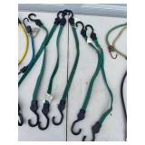 Lot of Bungee Cords, Hooks, Clamps, and Hardware