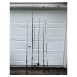 Lot of 5 Vintage Fishing Rods with Reels