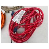Lot of 3 Heavy-Duty Extension Cords (Orange, Beige, Red)
