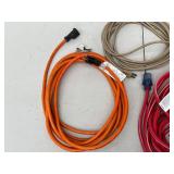 Lot of 3 Heavy-Duty Extension Cords (Orange, Beige, Red)