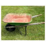 Green Metal Wheelbarrow with Single Pneumatic Tire