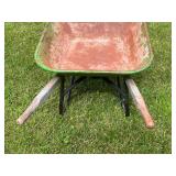 Green Metal Wheelbarrow with Single Pneumatic Tire
