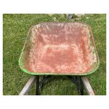 Green Metal Wheelbarrow with Single Pneumatic Tire