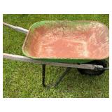 Green Metal Wheelbarrow with Single Pneumatic Tire