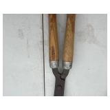 Lot of 2 Vintage Hedge Shears with Wooden Handles