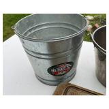 Lot of 3 Metal Buckets and 1 Tappan Bake Tray
