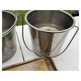 Lot of 3 Metal Buckets and 1 Tappan Bake Tray