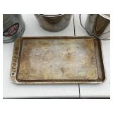 Lot of 3 Metal Buckets and 1 Tappan Bake Tray