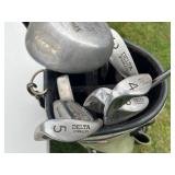 Bennington Golf Bag with Assorted Clubs - Spalding, Delta, Dunlop